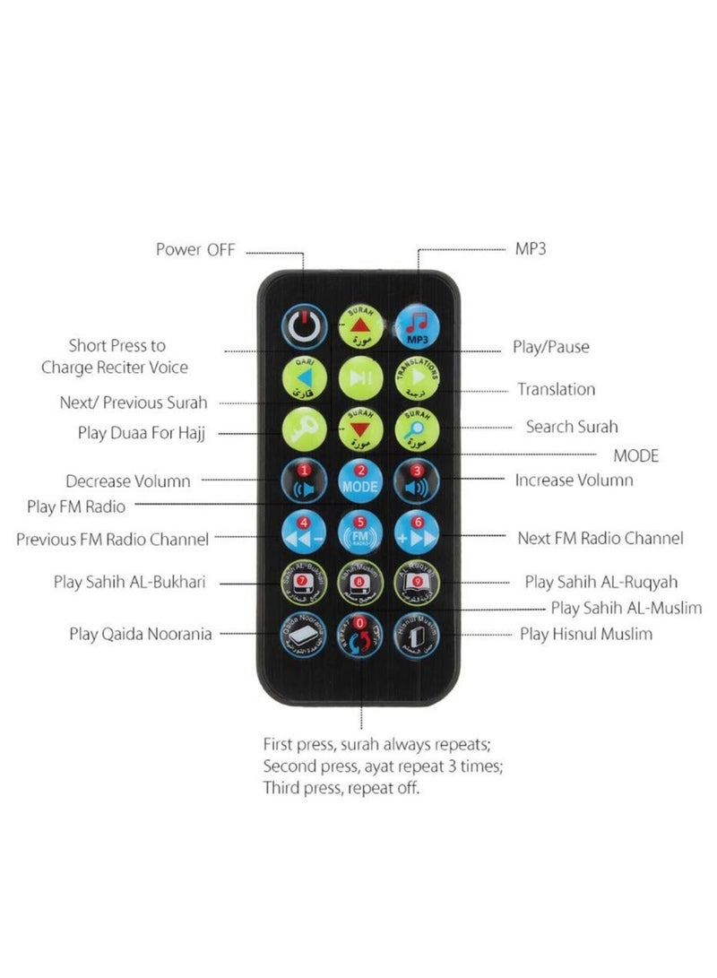 BORTONY Quran Speaker SQ200 Remote Control Bluetooth Quran Speaker Portable Bluetooth Quran Speaker MP3 Player 8GB TF FM Quran Quran Translator USB Rechargeable Speaker Makkah hajj Gifts - Image 3